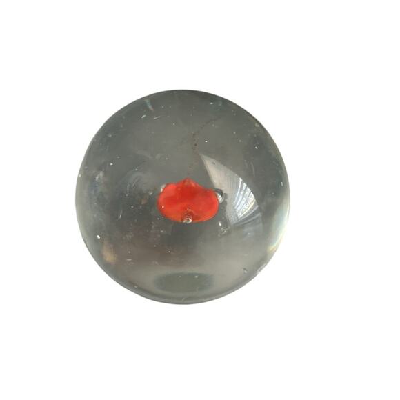 Art Glass Paperweight Red Heart Bubbles Vintage Clear Glass Home Decor Office - Picture 5 of 9